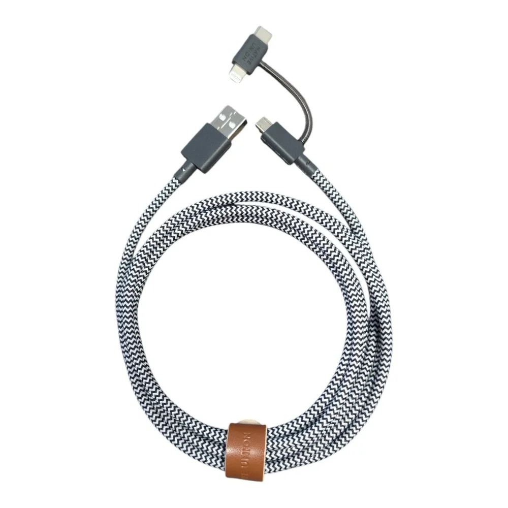 E9-Poly Native‎ Union Belt 6.5' USB-A to Lighting to Micro To USB-C Cable Zebra